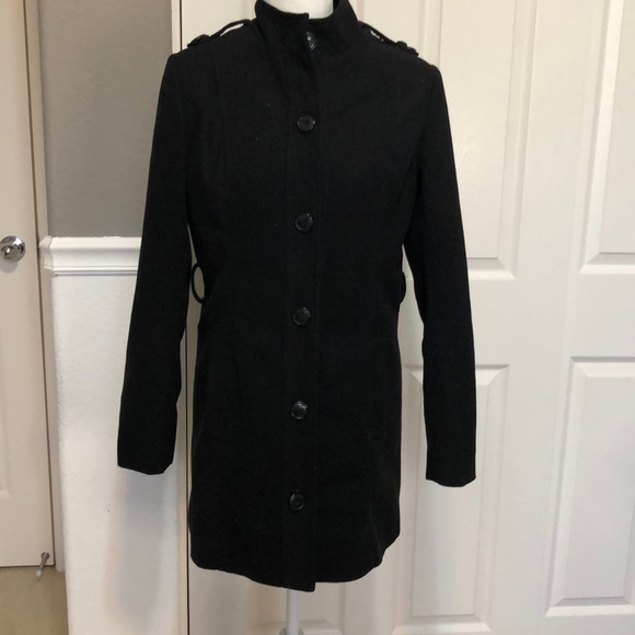 Cotton On Black Wool Like Peacoat Size Medium - Picture 1 of 11